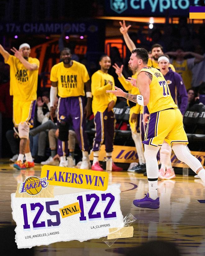 东契奇38+11湖人险胜快船 小卡31分伤退