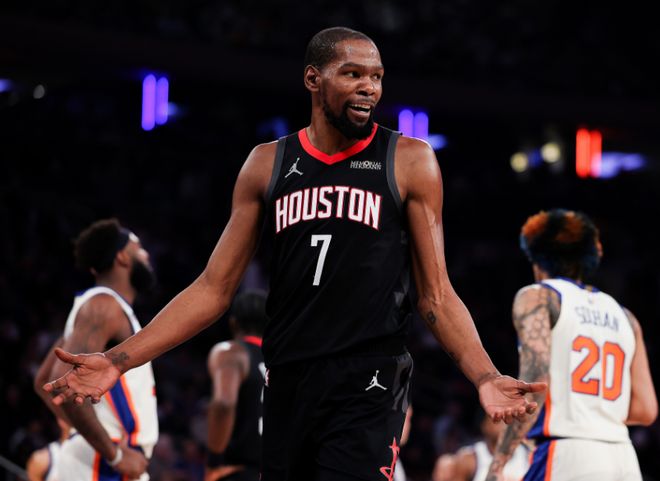 火箭遭尼克斯18分逆转 杜兰特空砍30+6