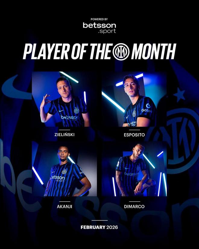 国米2月最佳球员候选：阿坎吉、皮奥、迪马尔科、泽林斯基