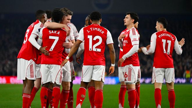 阿森纳1-0布莱顿甩开曼城7分 萨卡一剑封喉