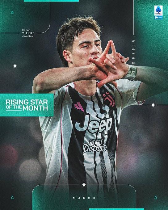 4场贡献2球2助攻，伊尔迪兹当选意甲3月最佳U23球员