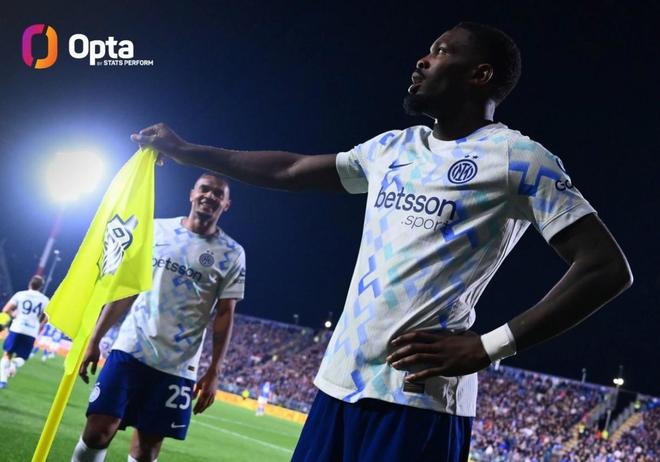 上赛季至今马库斯-图拉姆6次意甲单场进球2+，同期所有球员第1