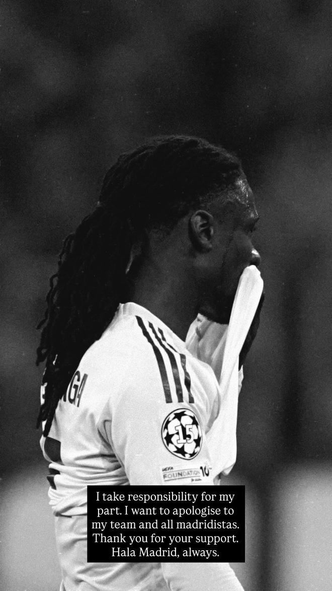 卡马文加社媒：我承担我应负的责任，向球队和皇马球迷们道歉