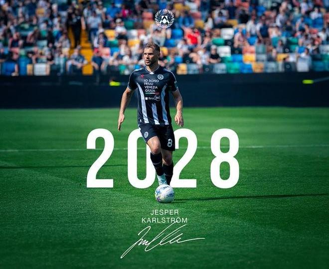 官方：乌迪内斯与队长卡尔斯特伦续约至2028年